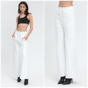 Danielle Guizio Women's S Oversized Wide Leg Cotton Sweatpants White